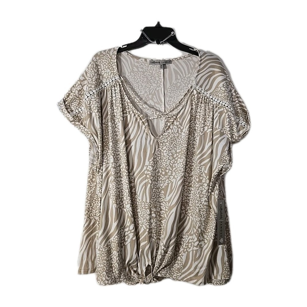 Absolutely Famous Woman's‎ 2X Blouse Short Sleeve Lace Trim Plus Size 2X  NWT